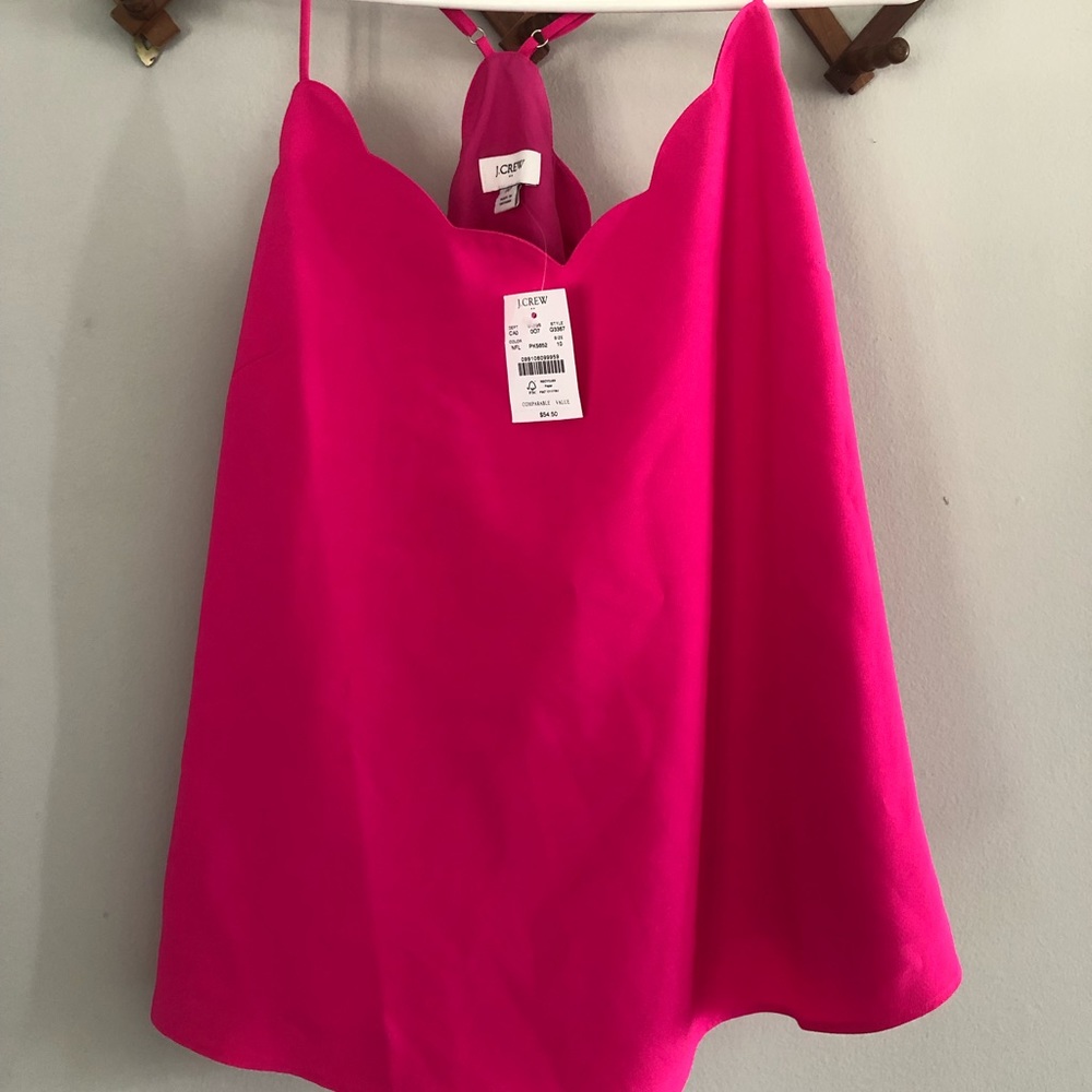 J Crew Hot Pink Scallop Tank Top Blouse size 10 New